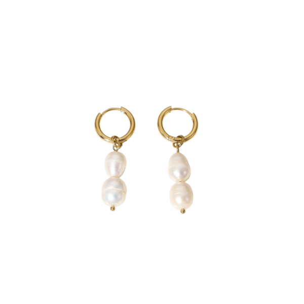 Deux Pearls Hoops Gold - Image 2