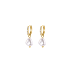 Diamanté Pearls Bridal Huggies Gold